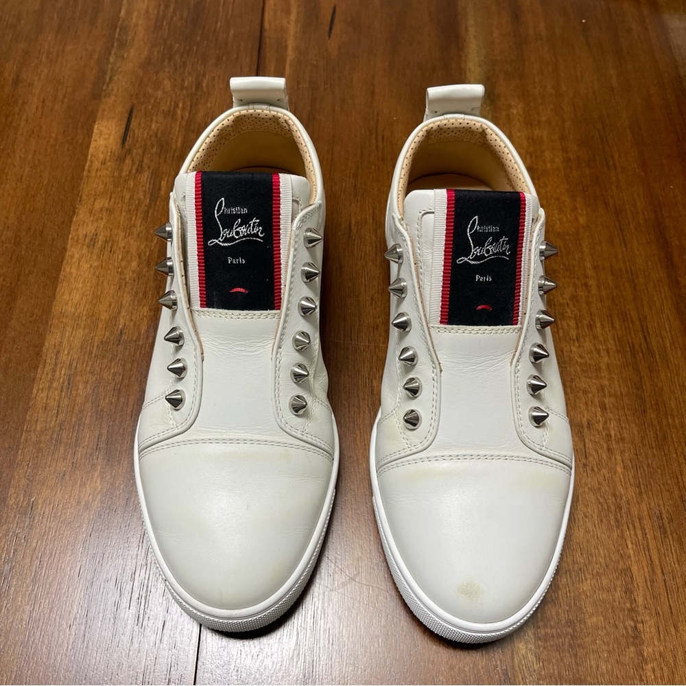 Christian Louboutin White Spiked Sneakers